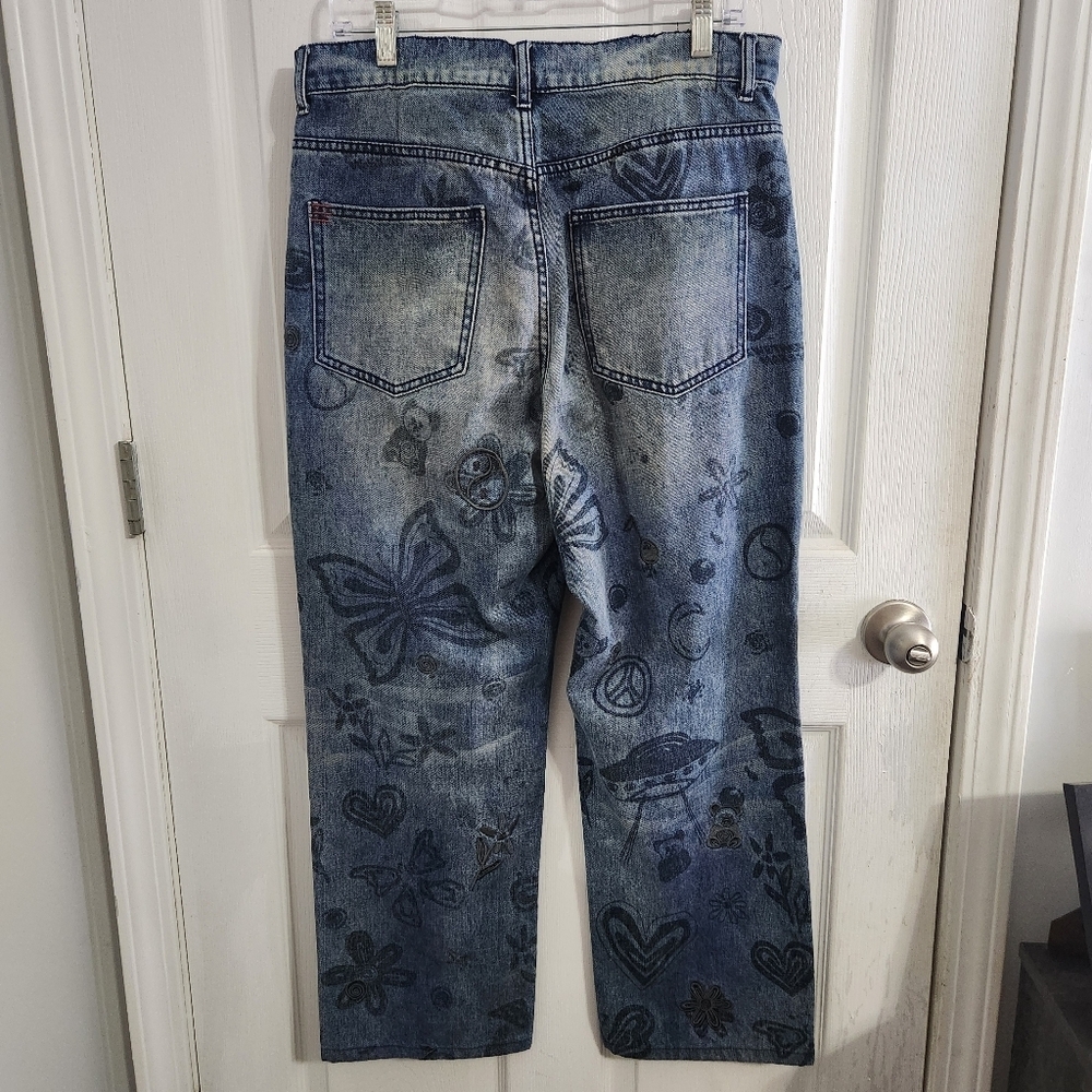 BDG Graffiti high rise straight leg cowboy jeans embroidered kidcore 90s art 31 - Picture 7 of 8